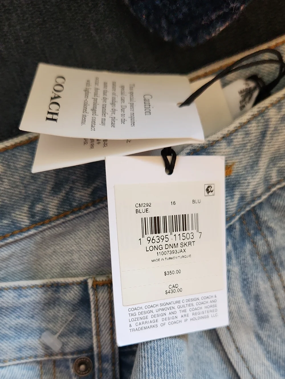 Coach Light Wash Denim Midi/maxi Plus Size 16 Skirt
